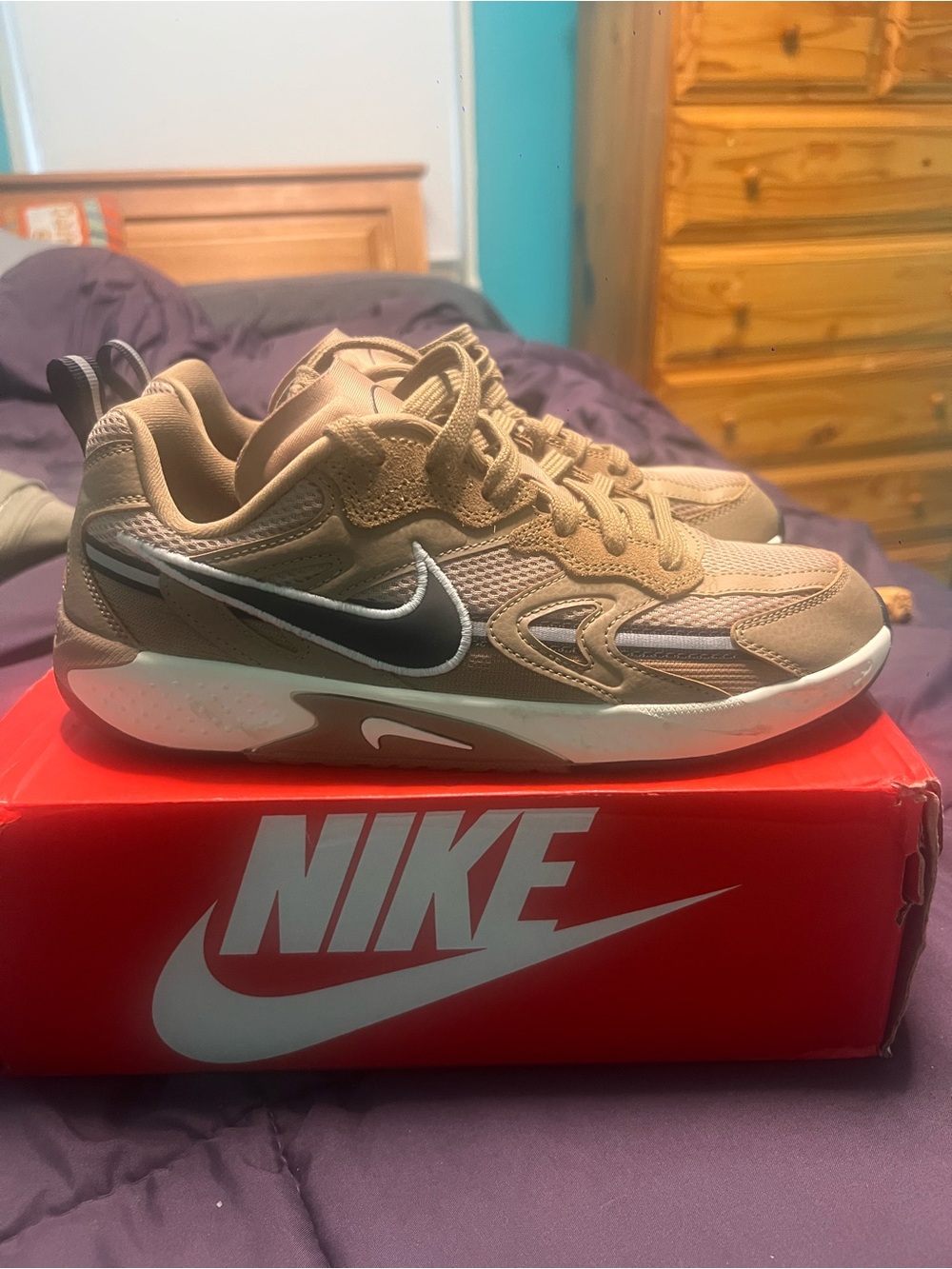 Nike Jam Tan/Brown Men's Sneakers with Black and White Swoosh